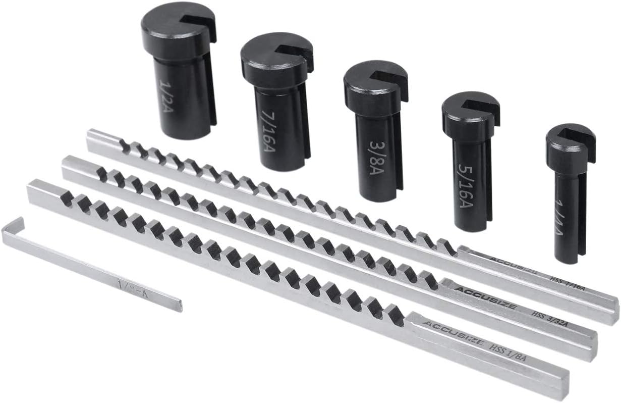 Accusize Industrial Tools No.00 Hss Keyway Broach Precision Sets in Fitted Wooden Box, 5100-0001