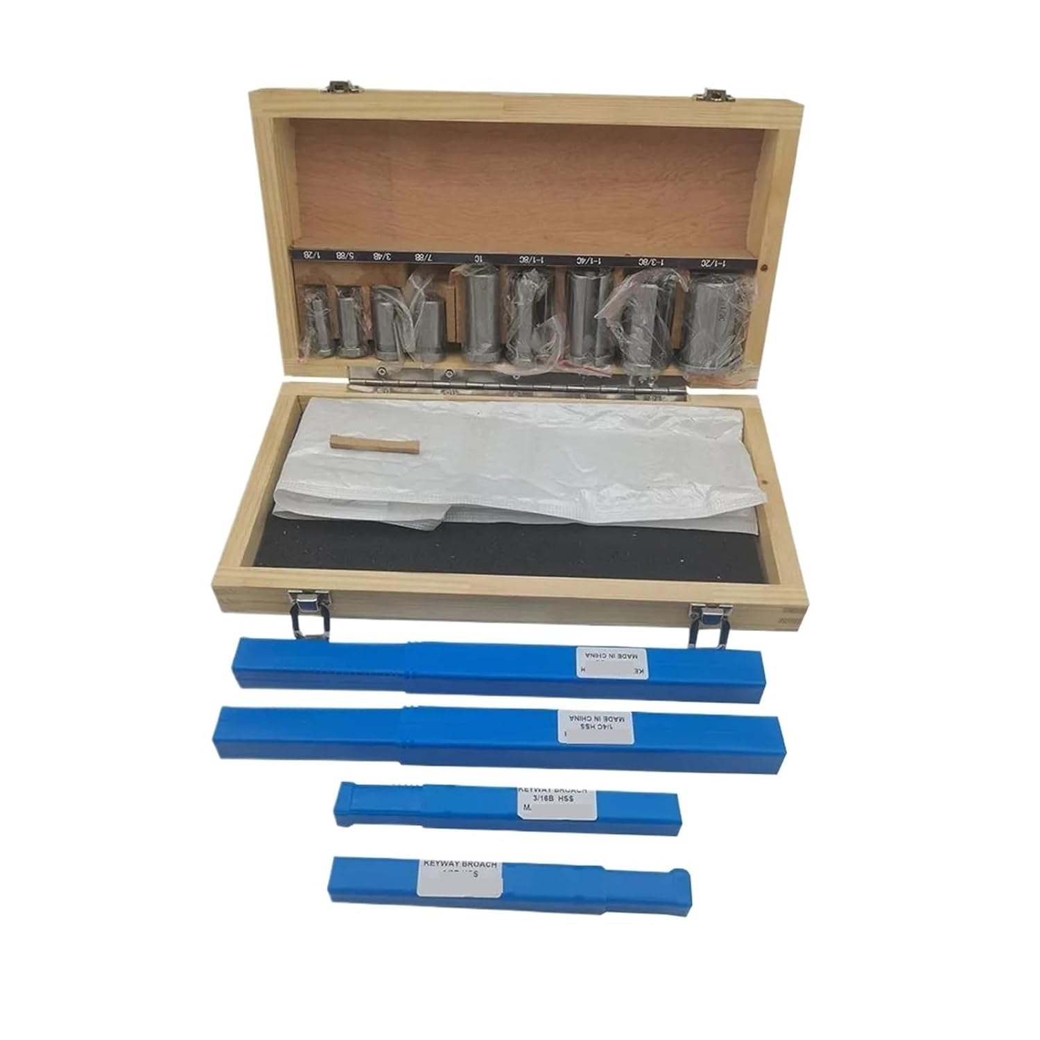 18pc HSS Metric Keyway Broach Cutter, B C Push Type 4mm 5mm 6mm 8mm + 9pc Bushing Sleeve + 5pc Shim Cutting Tool Metalworking