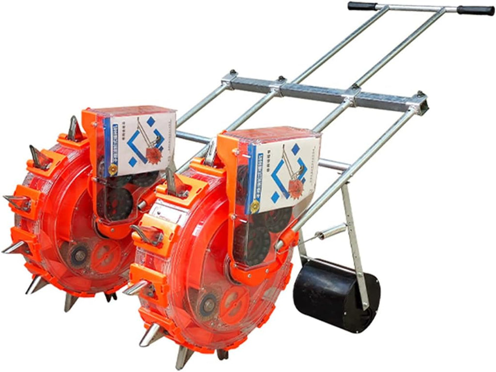 Portable Manual Seeder, Double Row Sowing Spreaders Hand-Push Roller Seeder Garden Seeder Fertilizer Applicator Visible New Automatic Small On-Demand Player,8 Mouths (8 Mouths