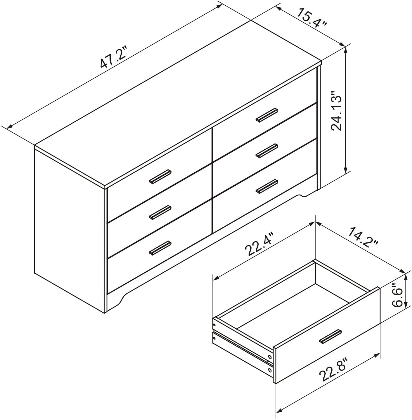 Panana Dresser for Bedroom with 5/6 Drawers, Wooden Chest of Drawers, Storage Organizer Unit Dressers for Bedroom, Living Room, Hallway, Nursery (Black, 6 Drawer)