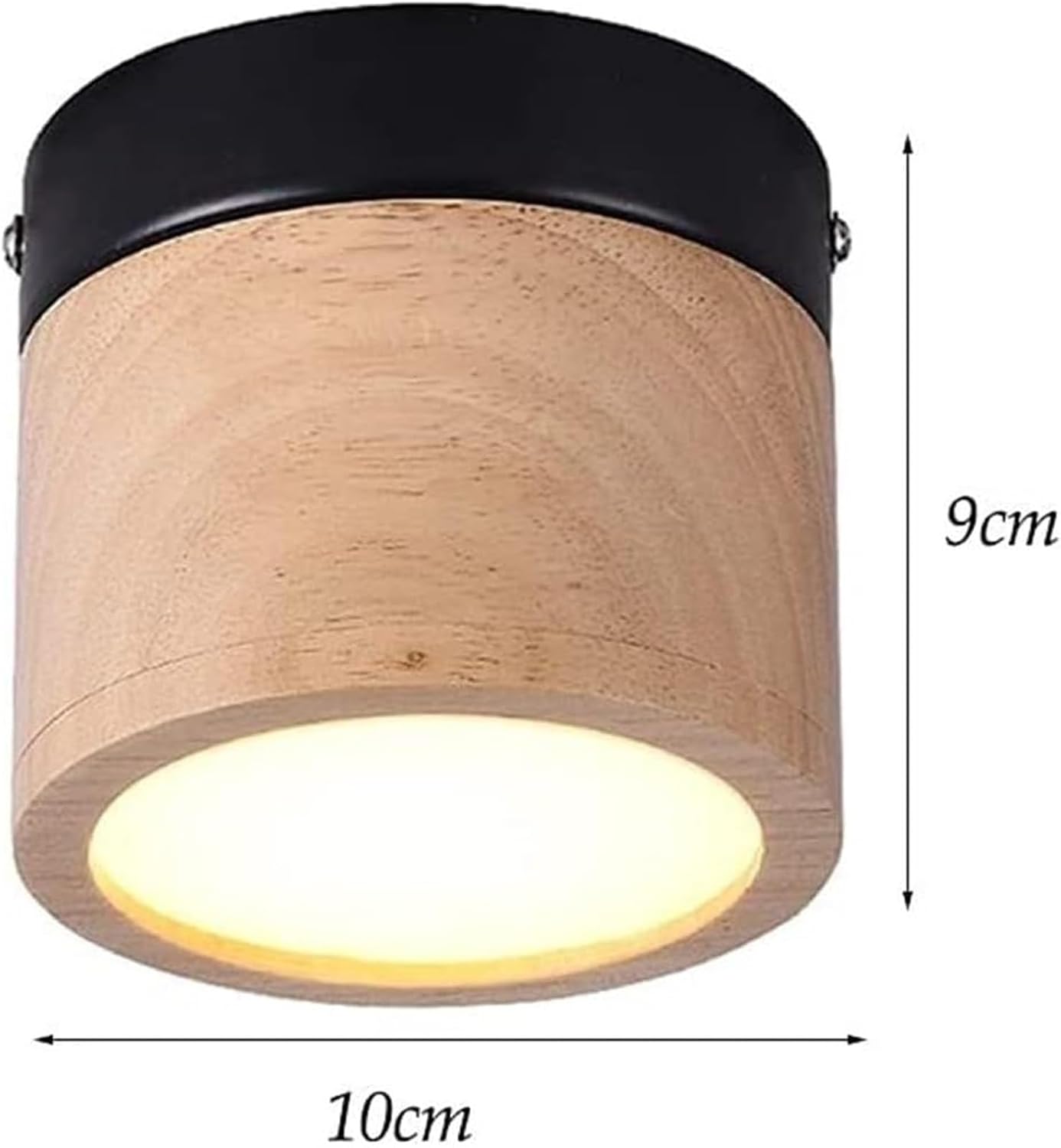 Solid Wood Round Acrylic Ceiling Light Downlight 5W Bright LED Mounted Ceiling Lamp Two-Color Indoor Spotlights Pendant Light for Corridor Bedroom