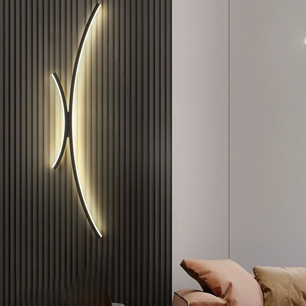Led Wall Lights Indoor Modern with Remote Control Dimmable Wall Lamps Acrylic Elegant Curved Design Wall Spotlights for Living Room Bedroom Corridor/D/120Cm