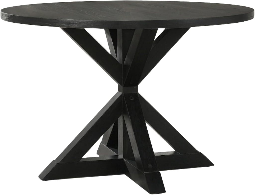Roundhill Furniture Windvale Cross-Buck Base Dining Table, Black