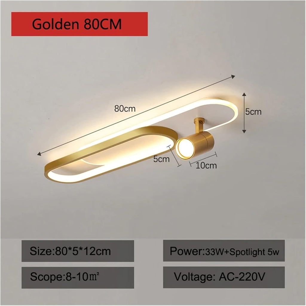Modern Acrylic Led Ceiling Pendant with Spotlight Compatible with Living Room Kitchen Corridor Remote Control Light Indoor Lighting,for Various Rooms,Gold-80cm