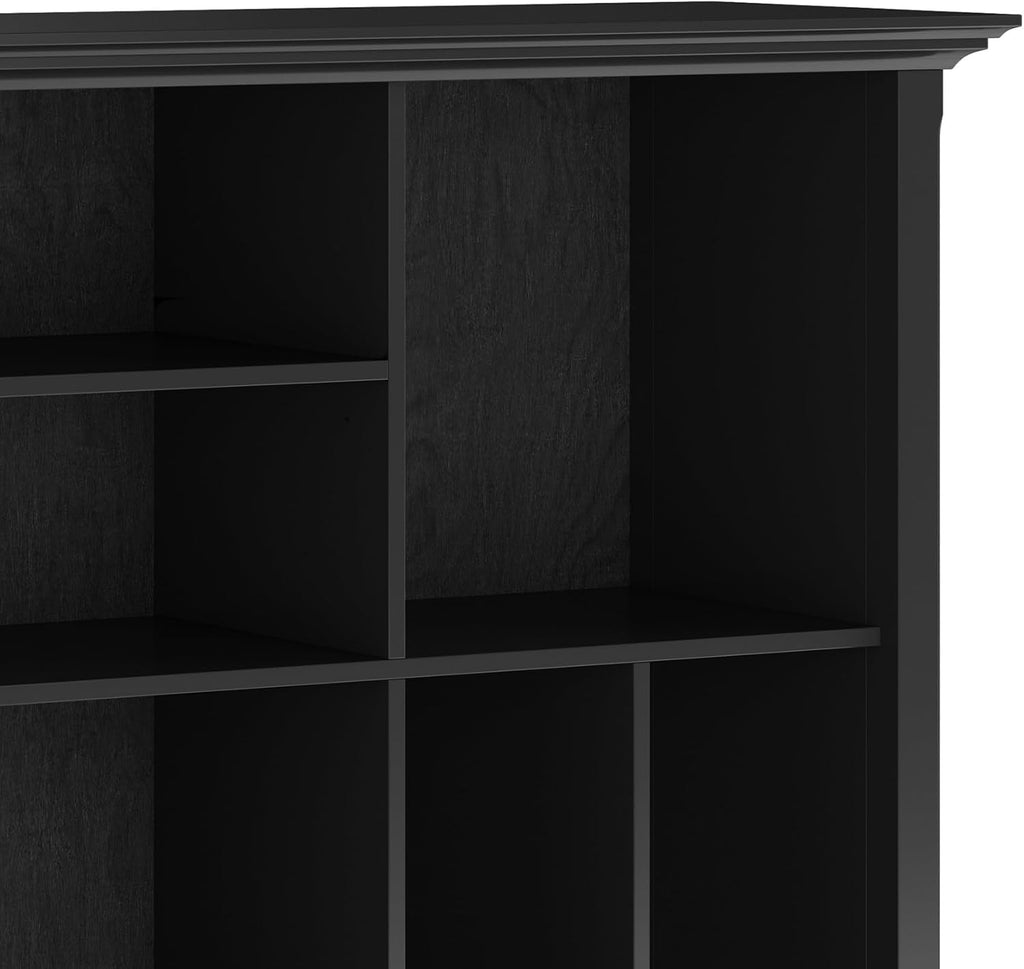 SIMPLIHOME Amherst Bookcase - 44 inch Tall Multi-Cube Solid Wood Cube Organizer in Black, Transitional Bookcase Storage for Living Room, Study Room or Office with Fixed Shelves and Tapered Legs