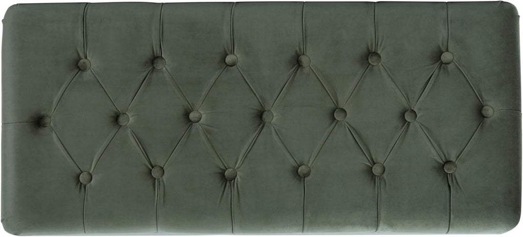 HomePop 40' Ainsley Button Tufted Storage Bench - Loden Green Velvet