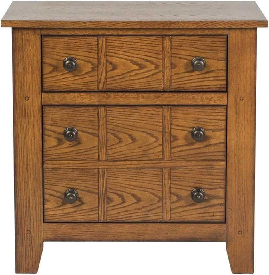 Liberty Furniture Grandpa's Cabin Drawer Night Stand, 27' x 17' x 27', Aged Oak
