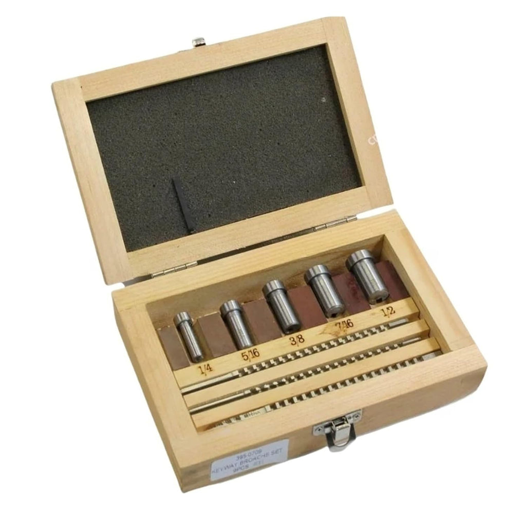 Keyway Broach Kit HSS Keyway Broach Set Metric Sized 6pcs 2mm 3mm Broaches 6/8/10 Collared Bushings with Shims CNC Cutting Tools