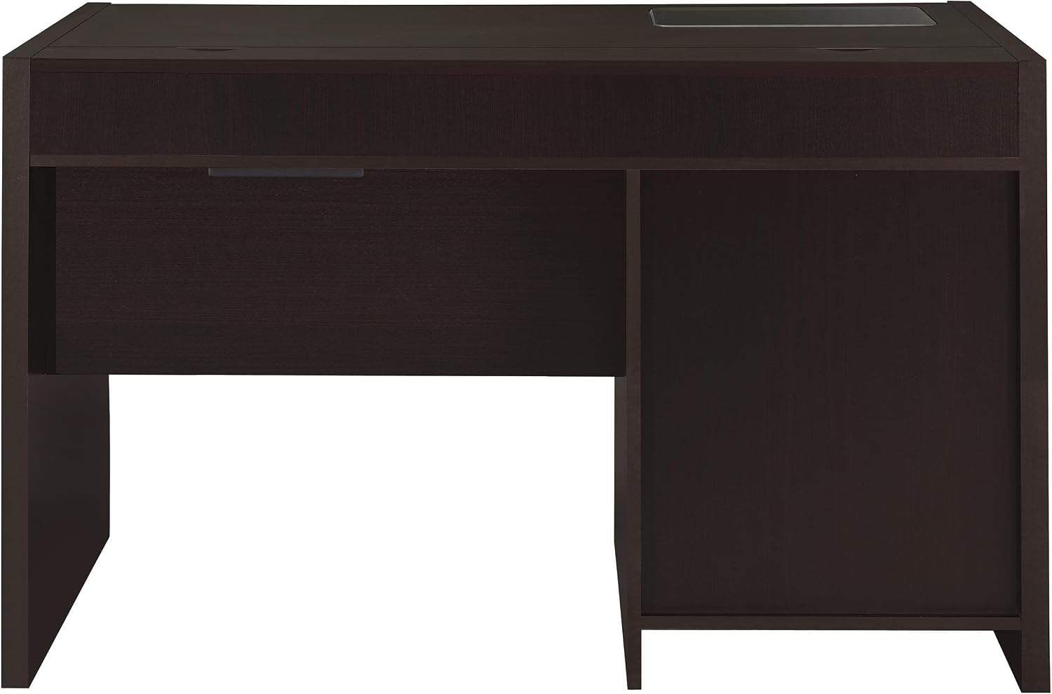 Coaster Home Furnishings - Halston - Engineered Wood - 47-Inch Computer Desk with Drawers, Door Cabinet & Lift-Top Storage, Tempered Glass Top, Contemporary Style - Home Office - Cappuccino - 800702