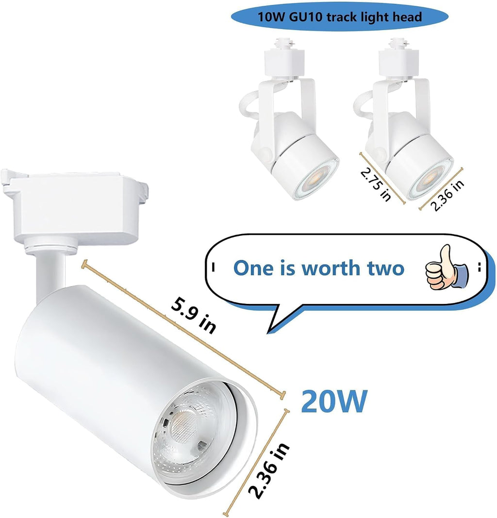 Ultra-Bright H Type White Track Lighting Kit with 26.2 FT Track Rails, 24 Heads 3000K Warm White 20W 2400lm, Dimmable Plug in LED Track Lights for Store, Moblie Cart and Office