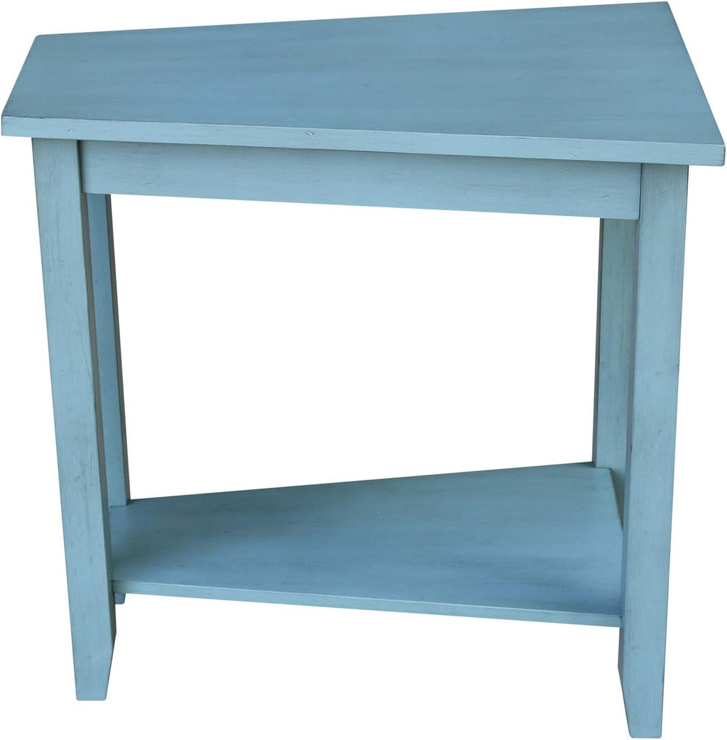 International Concepts Solid Wood Keystone Accent Table in Ocean Blue