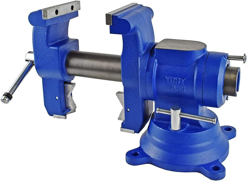 Yost Vises 750-DI Multi-Jaw Rotating Vise System | 2 in 1 Multipurpose Bench and Pipe Vise | Secure Grip with Swivel Base | Made with a Combination of Ductile Iron & Hardened Steel | Gray
