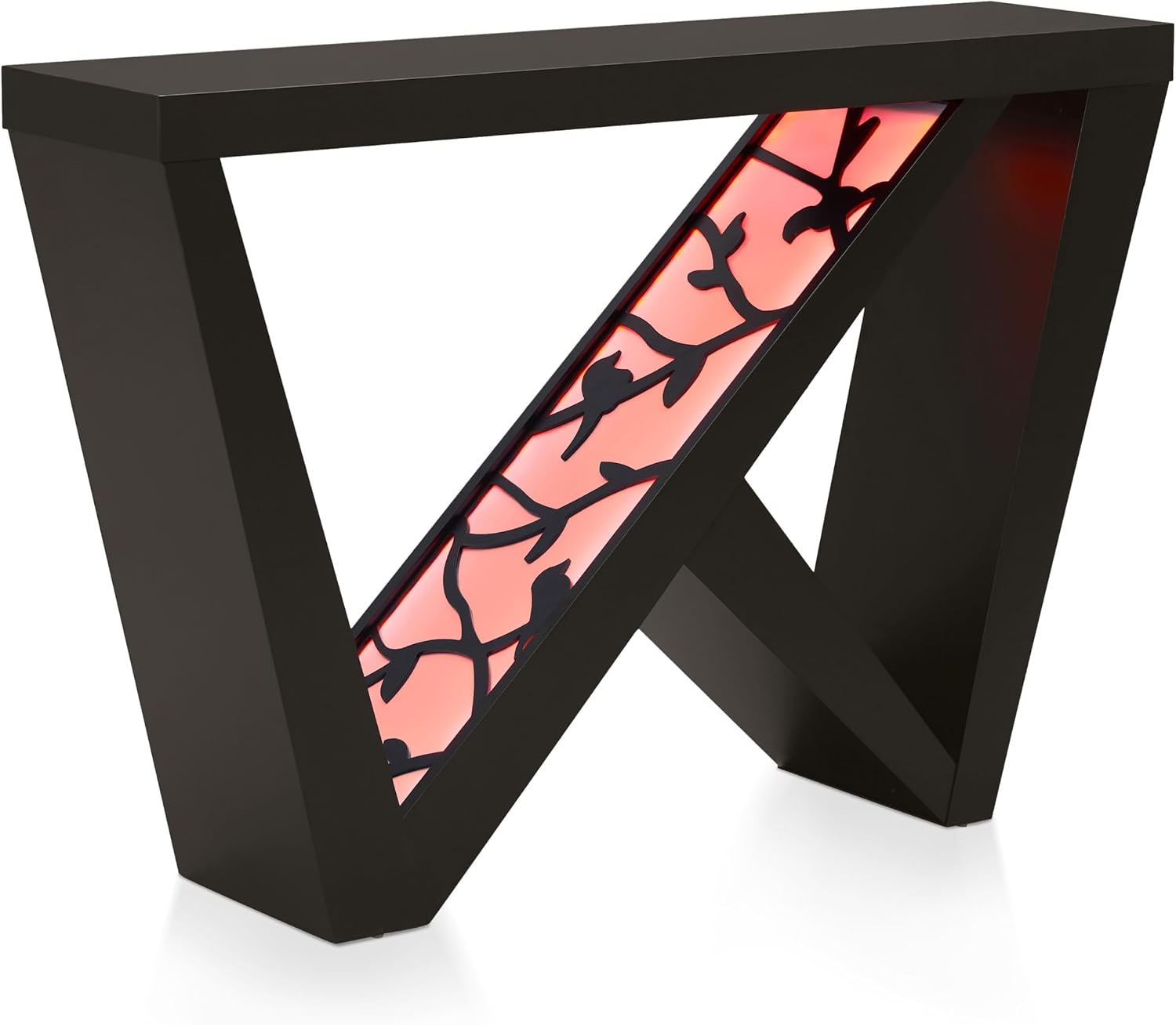 Homes: Inside + Out Naomi Modern Decorative Accent LED Console Table with W-Shaped Legs and Remote, Wood Entryway Furniture for Living Room, Hallway, Entrance, Small Spaces, Black