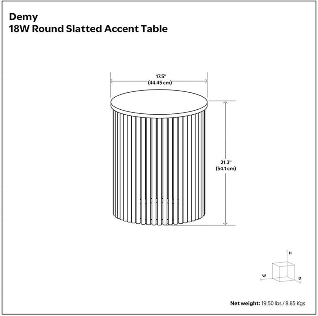 SIMPLIHOME Demy Accent Table - 18 inch Wide Solid Mango Wood and Metal Round Side Table in Earthtone/Ebony, Modern End Table for Living Room or Bedroom with Slatted Base Design, Assembled