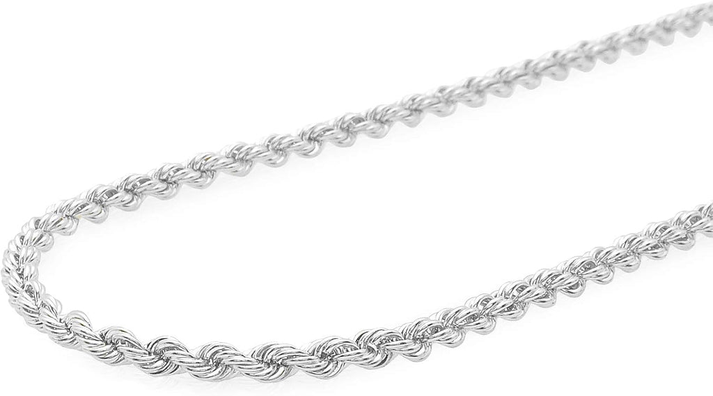 Verona Jewelers 925 Sterling Silver Necklace 4MM Italian Diamond-Cut Rope Chain Necklace for Men and Women- 925 Braided Twist Italian Necklace, Rope Chain For Men,Silver chain 925 Rope Chain (16-36)