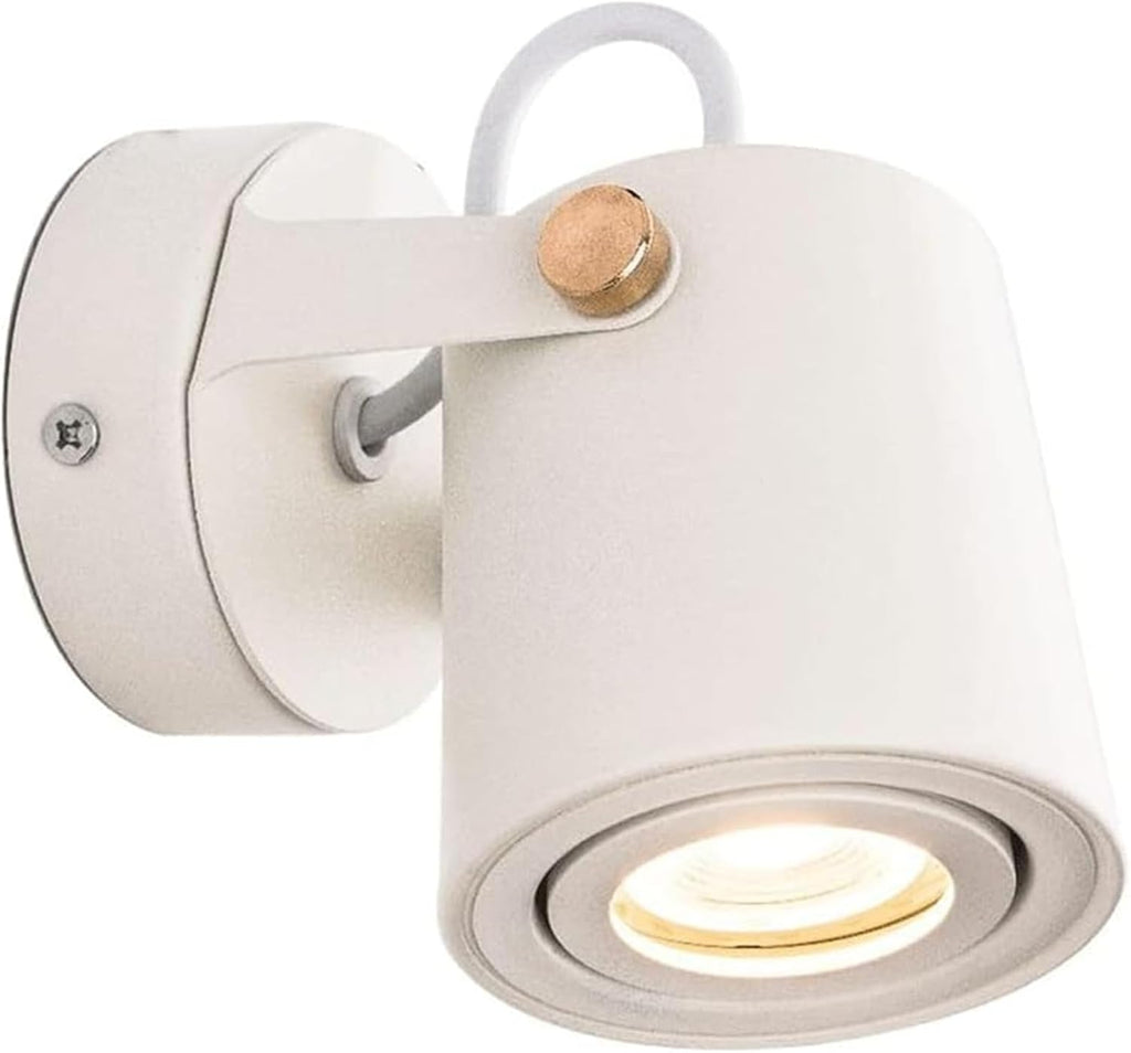 Indoor Single Head Wall Light with 350°+90° Adjustable Spotlight Modern GU10 Bedroom Bedside Wall Lamp Nordic Minimalist Wall Lighting Fixtures for Hallway Living Room(White)