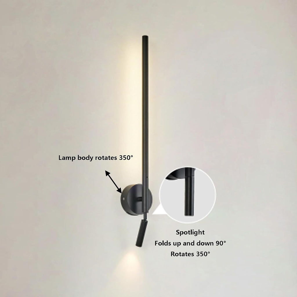 LED Wall Light Indoor with Remote Control Dimming Wall Lamp USB Rechargeable Wall Sconce with 90° + 350° Rotation Spotlight Wall Aluminium for Bedroom Living Room