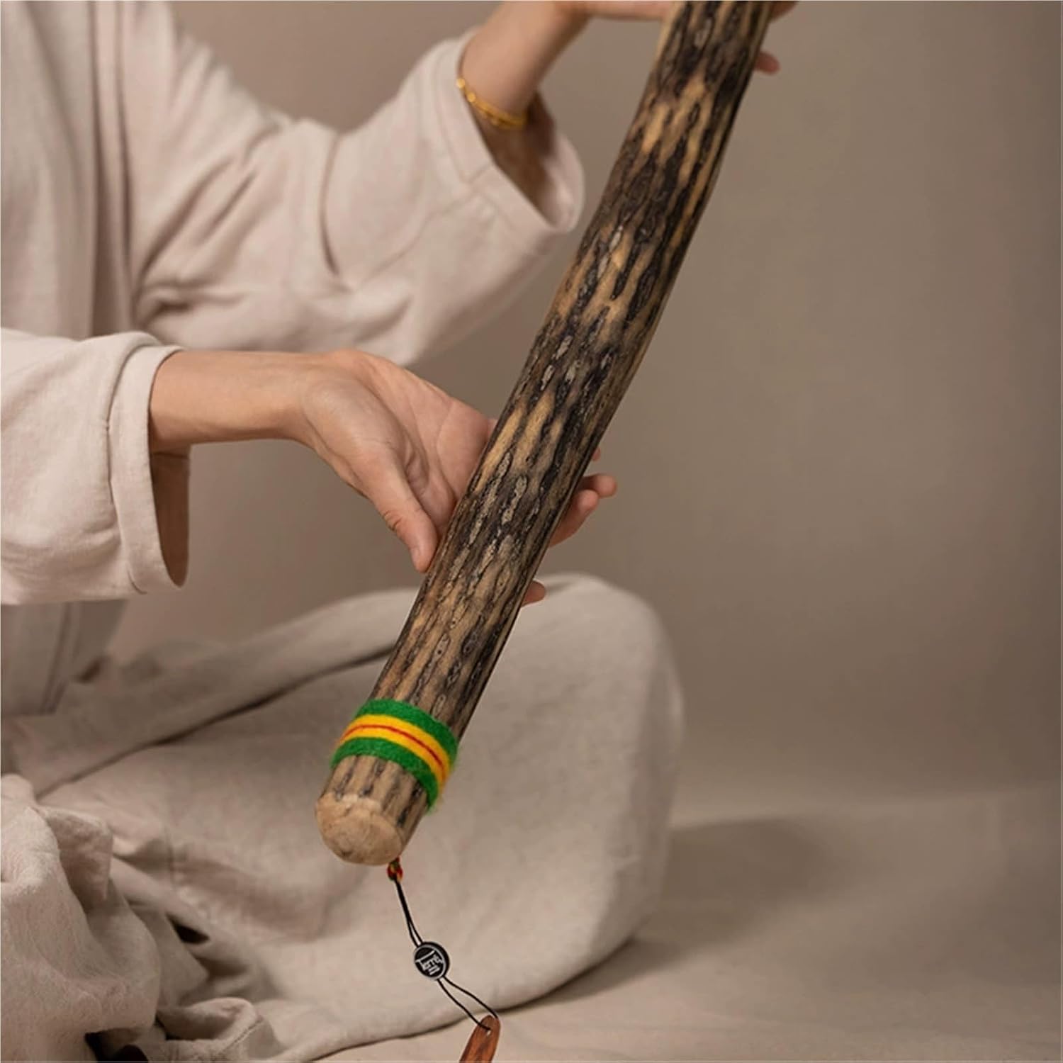 Chilean Cactus Rain Stick - Natural Ocean Wave Sounds Instrument, Handmade Meditation Rainstick for Relaxation, Stress Relief, Sound Therapy(Thick,75cm)
