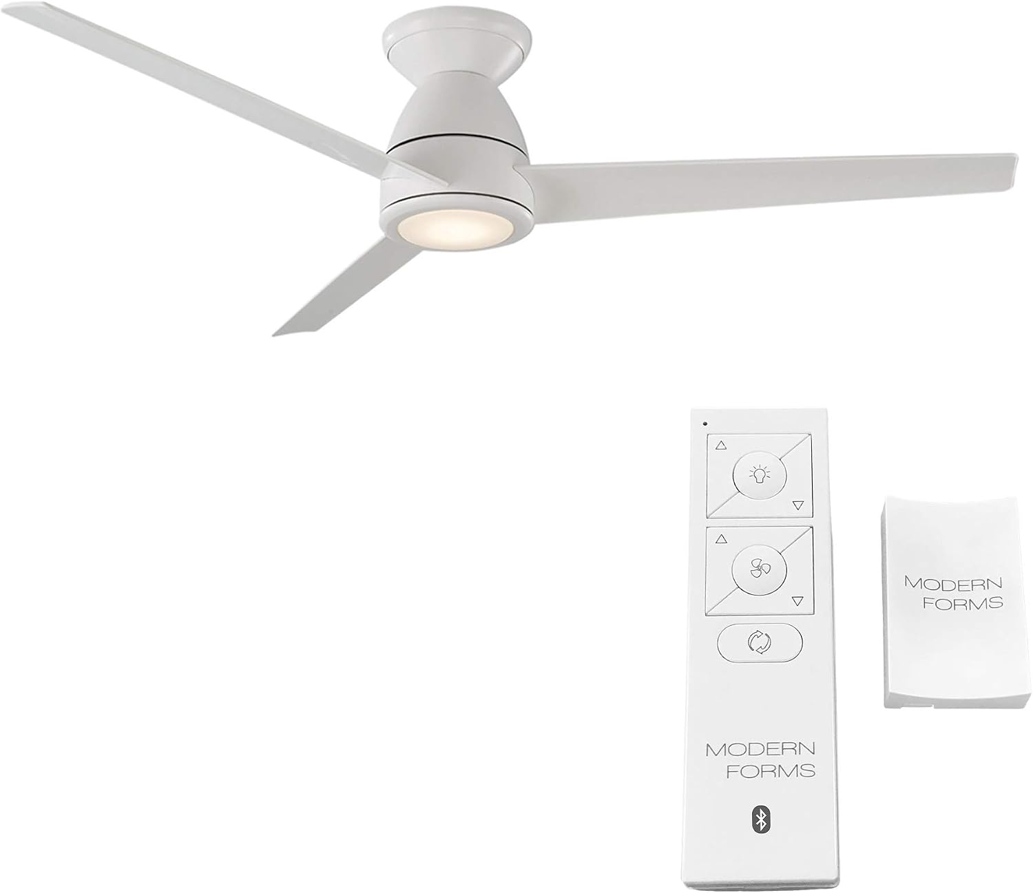 Tip Top Smart Indoor and Outdoor 3-Blade Flush Mount Ceiling Fan 52in Matte White with 3500K LED Light Kit and Remote Control worksworks with Alexa and iOS or Android App