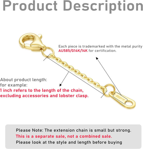 14k Gold Necklace & Bracelet Extender Chain, Adjustable Extension Chain for Necklace & Anklet