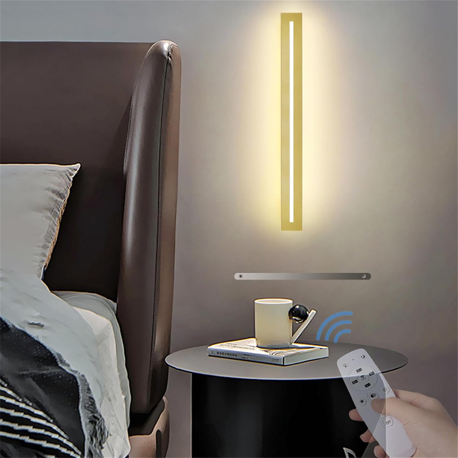 LED Long Strip Dimmable Indoor Wall Lights with Remote Control Modern Simple Decoration 10%-100% Wall Sconces Wall Spotlights Acrylic for Living Room Balcony Dressing Tables (150cm,d) (d 150c