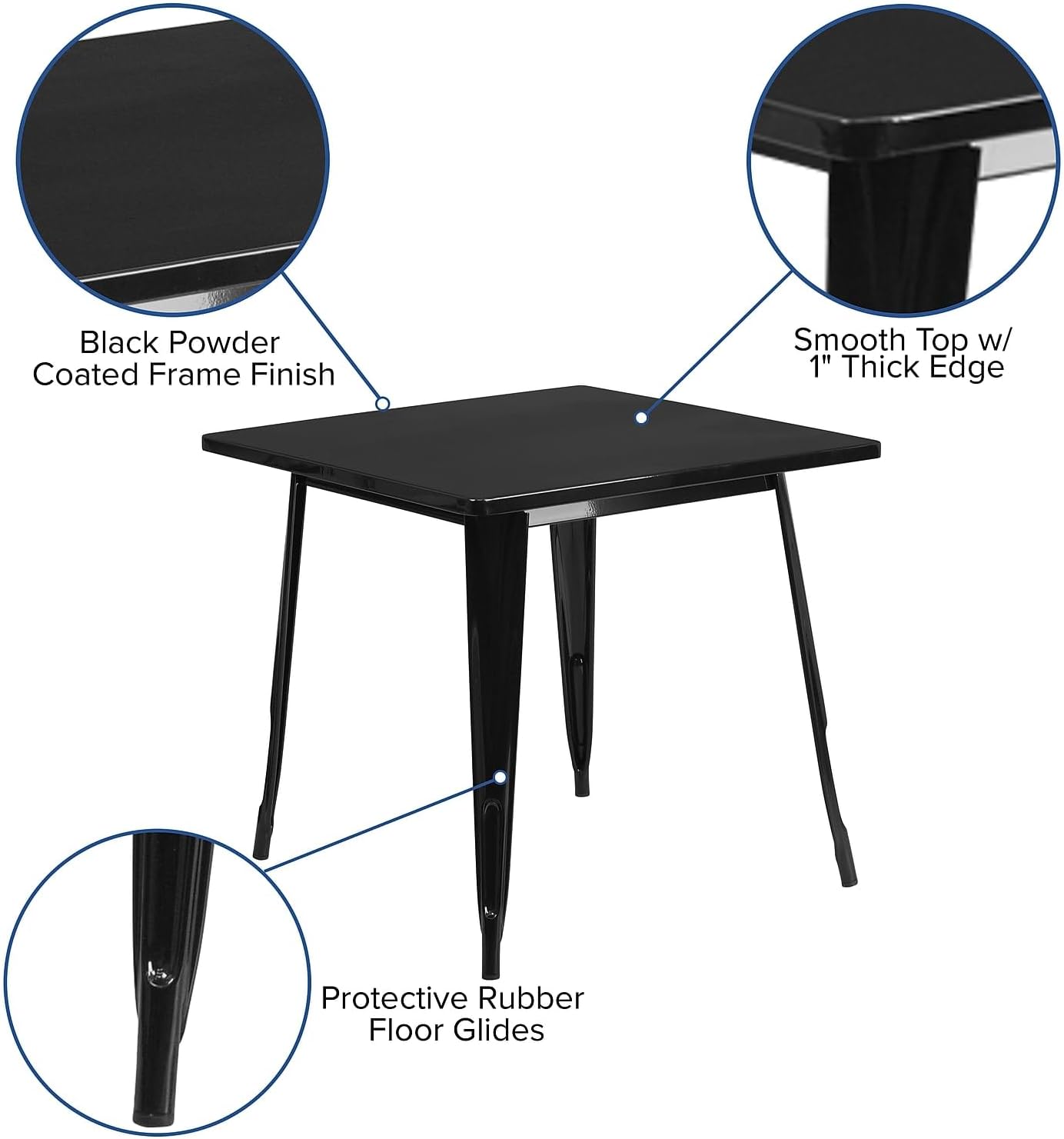 Flash Furniture Felix Commercial Grade 31.5' Square Black Metal Indoor-Outdoor Table