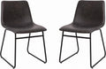 Flash Furniture Butler 18' LeatherSoft Dining Table Height Chairs, Mid-Century Modern Bucket Style Dining Chairs, Set of 2, Dark Gray/Black