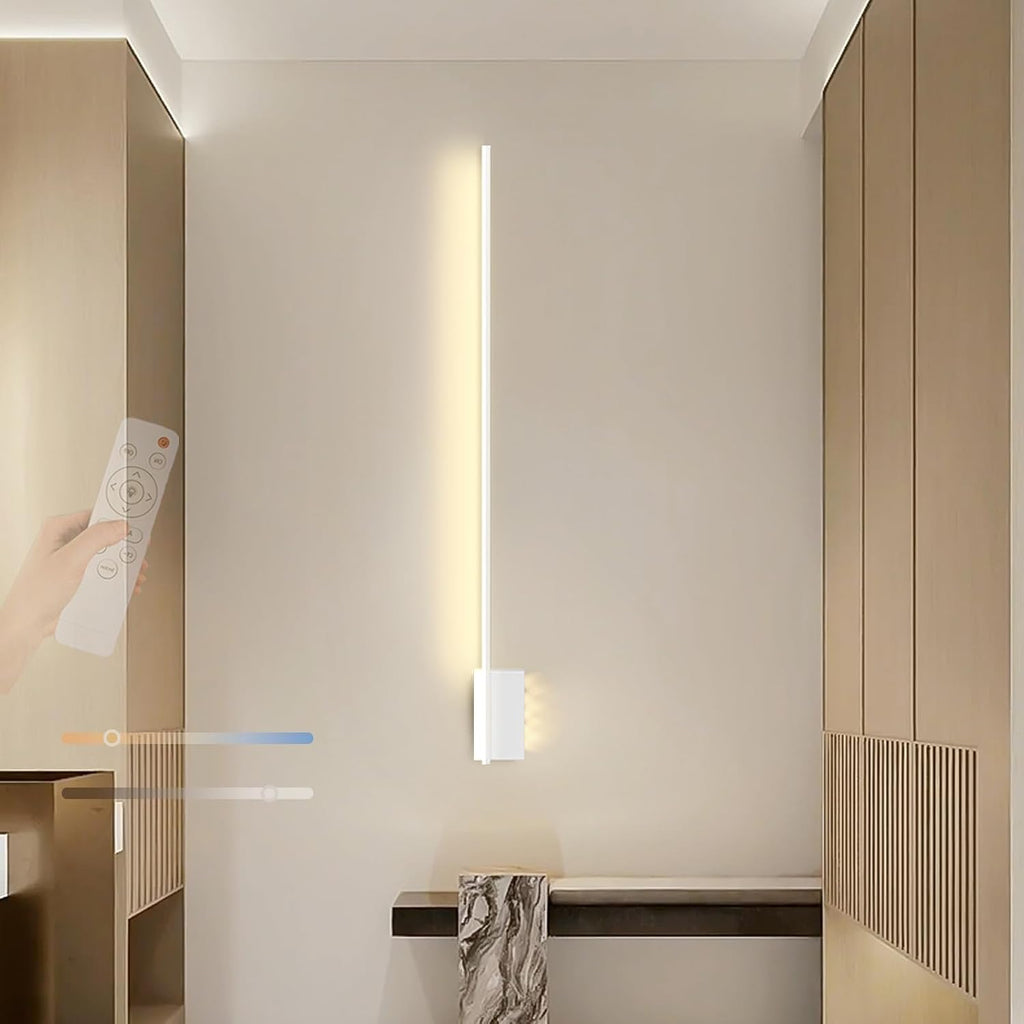 LED Wall Light Indoor with Remote Control Dimming 2700K-6500K Wall Sconce with Spotlight Wall Lighting Long Strip Aluminium for Bedroom Stairs Living Room