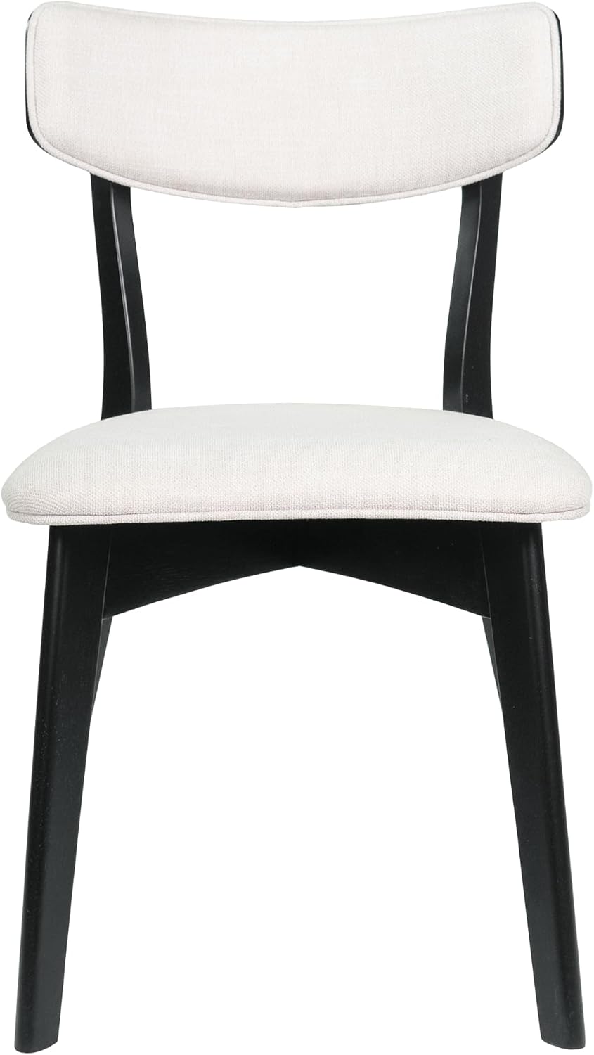 Chazz Upholstered Dining Chairs- Light Beige/Matte Black (Set of 2)