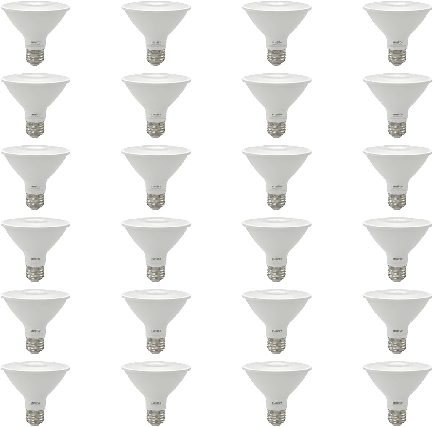 Sunlite Reflector PAR30 LED Bulb, Spotlight, 9W (75W=), 750 Lmns, Medium E26 Base, 90 CRI, Dimmable, Decorative Track Lighting Use, ETL, Title-20 Compliant, Bulk, 24 Pack, 30K-Warm White