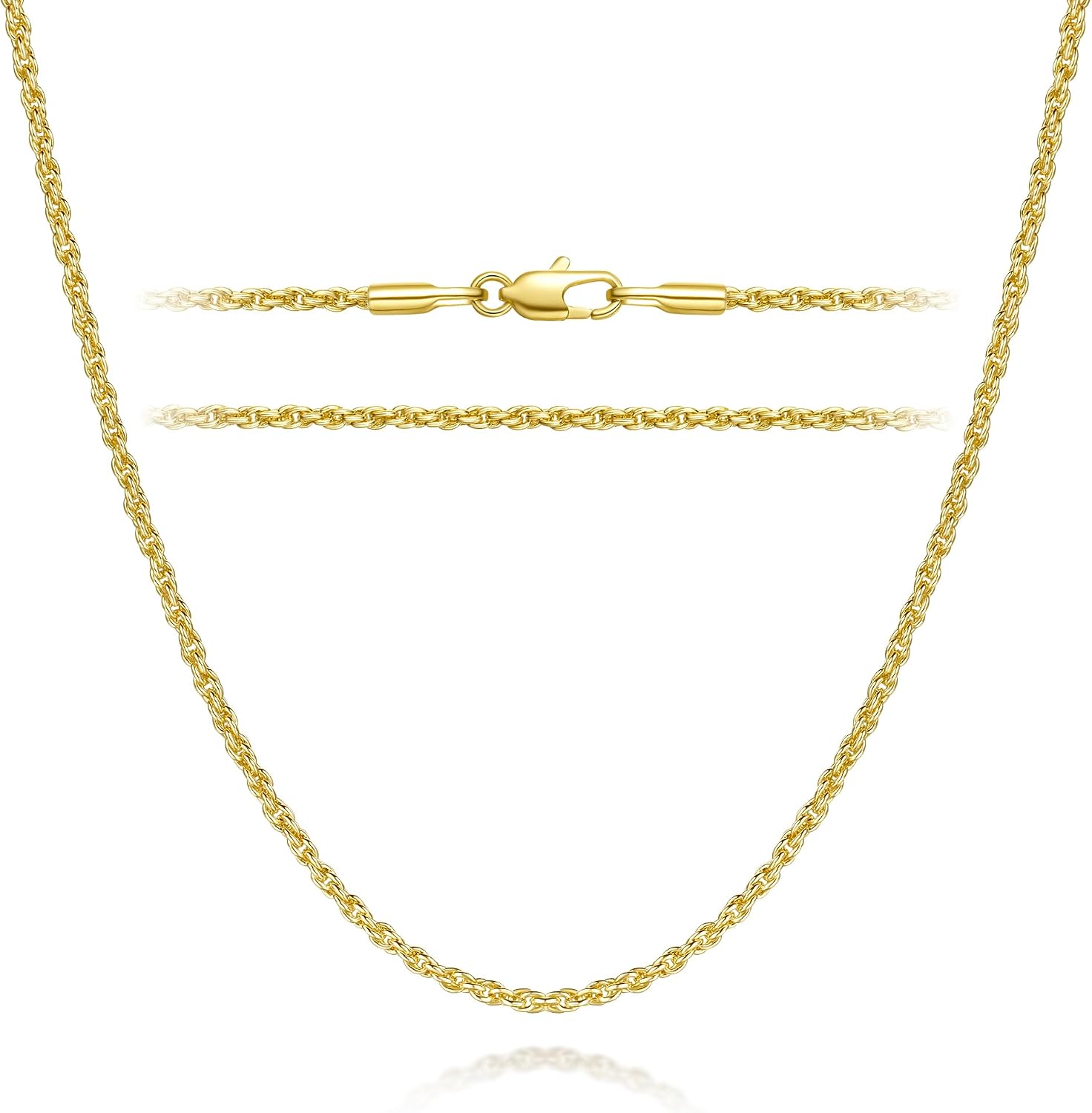 14K Gold Necklaces for Women 14K Gold Chain for Women Chain Necklace for Men Timeless yet Classic Rope Chains Design Chains for Womens Necklace 16/18/20/22/24/26in