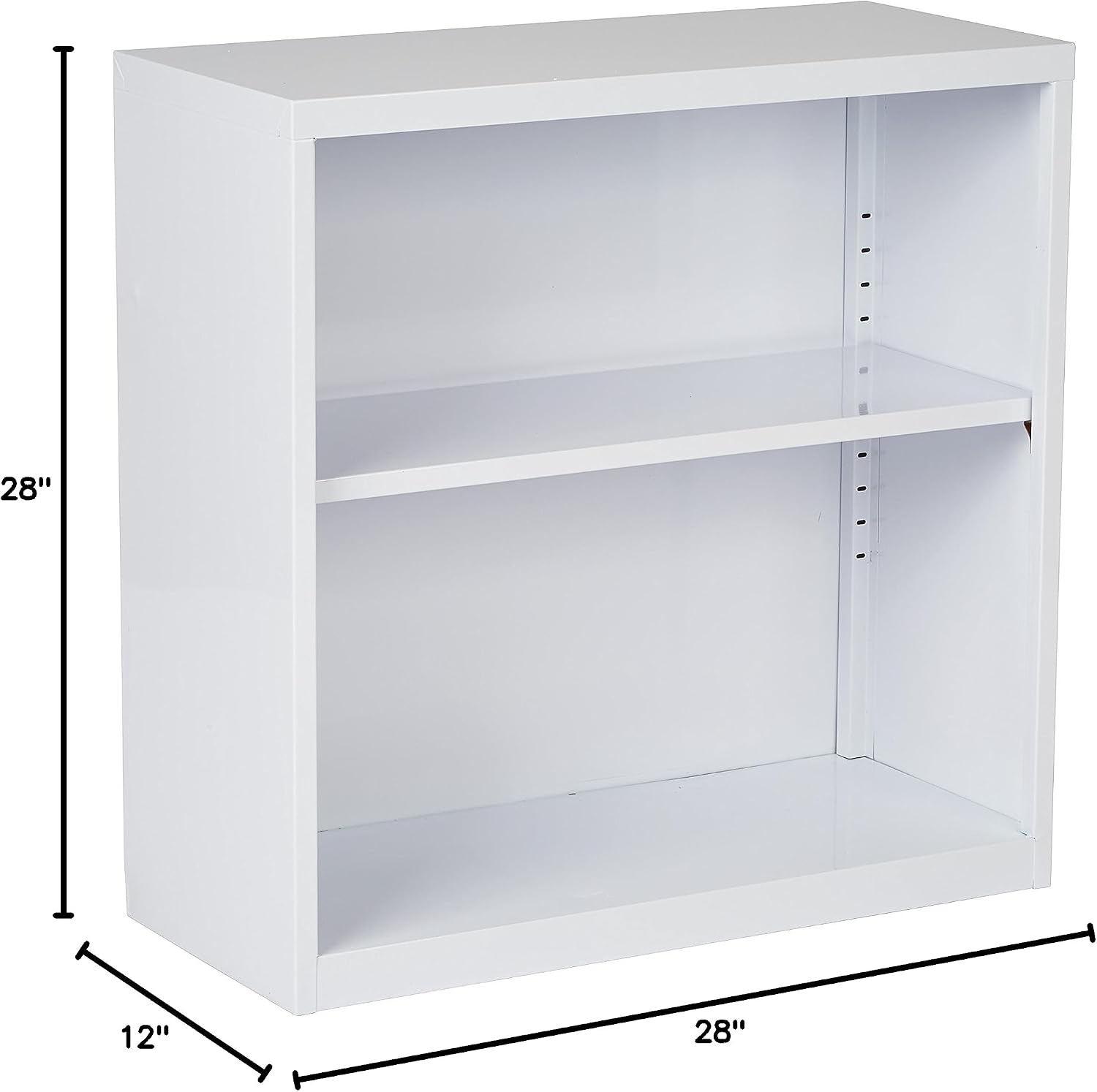 OSP Home Furnishings Metal Bookcase with 1 Adjustable Shelf, White Finish