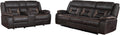 Coaster Home Furnishings - Greer - Leatherette Upholstered Reclining Sofa Set with Built-in Cupholders, Lift Top Storage Console, and Drop-Down Table - Living Room - Brown - 651354-S2