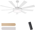 WINGBO 60' Ceiling Fan with Light - Large LED Dimmable Light, 6-Speed Remote Control, Reversible DC Motor, Modern Ceiling Fan 9 Blades for Bedroom, Living Room, Indoor Outdoor White and Oak