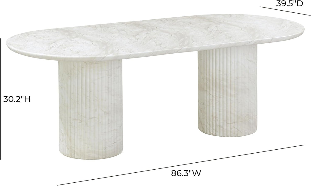 Tov Furniture Brut Indoor/Outdoor Concrete Dining Table (White Marble)