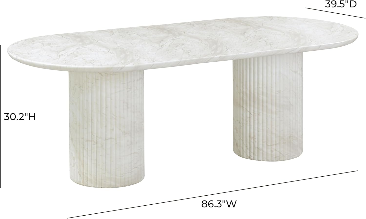 Tov Furniture Brut Indoor/Outdoor Concrete Dining Table (White Marble)