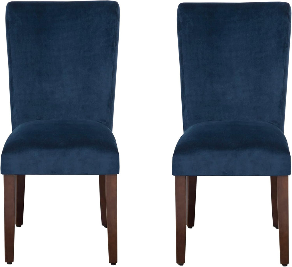 HomePop Parsons Classic Upholstered Accent Dining Chair, Set of 2, Navy Velvet