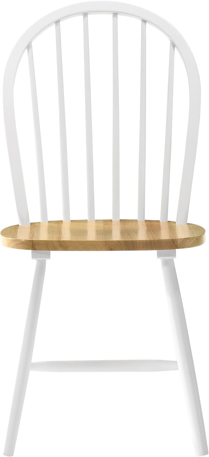 Coaster Home Furnishings - Allison - Wood - 5-Piece Round Drop-Leaf Dining Table Set - Extendable Round Table with Windsor Spindle Back Wooden Dining Chairs - Dining Room - Natural and White - 4241-S5