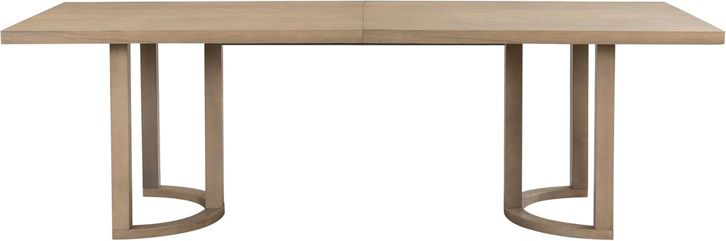 Christopher Knight Home Enat 7-Piece Wooden Dining Table Set for 6, Modern Kitchen Table and Chair Set for 6, Contemporary Dining Room Furniture Set with 6 Upholstered Armchairs, Natural Ash+Beige