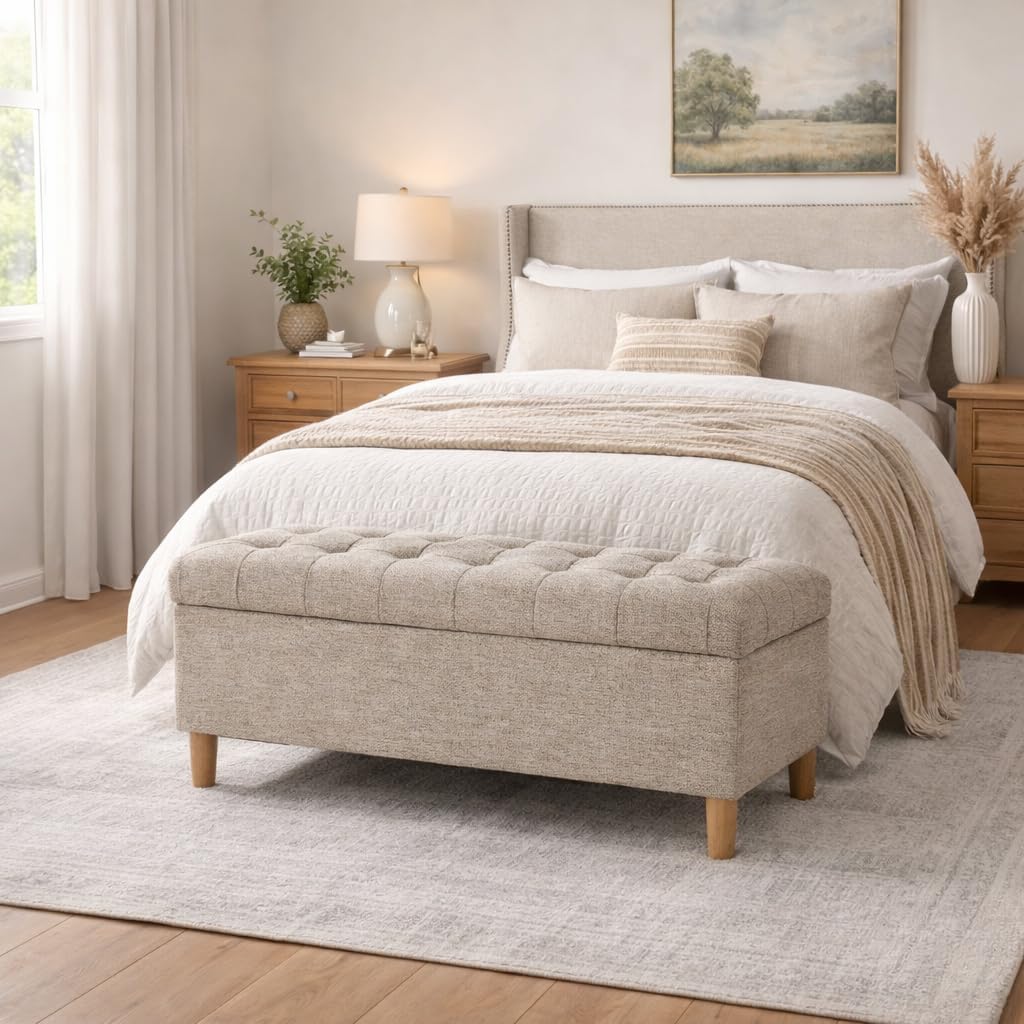 HomePop 40' Ainsley Button Tufted Storage Bench - Midtone Gray