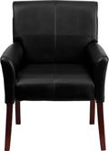 Flash Furniture Taylor LeatherSoft Upholstered Executive Side Reception Chair, Lobby Chair with Cushions and Padded Arms, Black