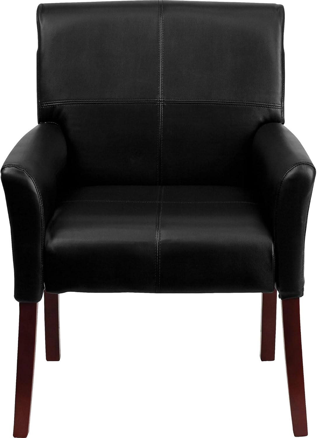 Flash Furniture Taylor LeatherSoft Upholstered Executive Side Reception Chair, Lobby Chair with Cushions and Padded Arms, Black