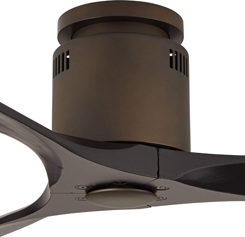 Casa Vieja 52' Windspun Rustic Farmhouse 3 Blade Indoor Hugger Ceiling Fan with Remote Control Oil Rubbed Bronze Matte Black Wood for Living Kitchen House Bedroom Family Dining Room Office