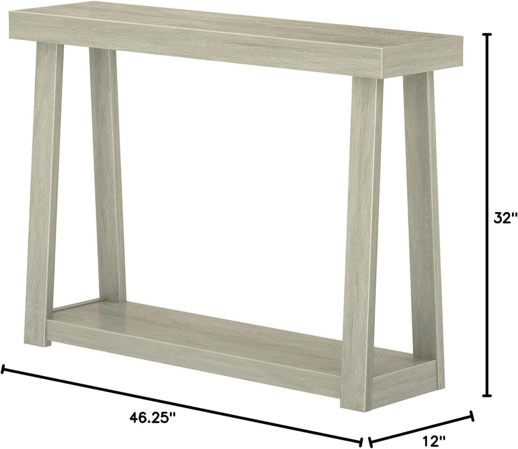 Plank+Beam Classic 46 Inch Console Table with Shelf, Solid Pine Wood Entryway Table with Storage, Narrow Sofa Table for Hallway, Seashell
