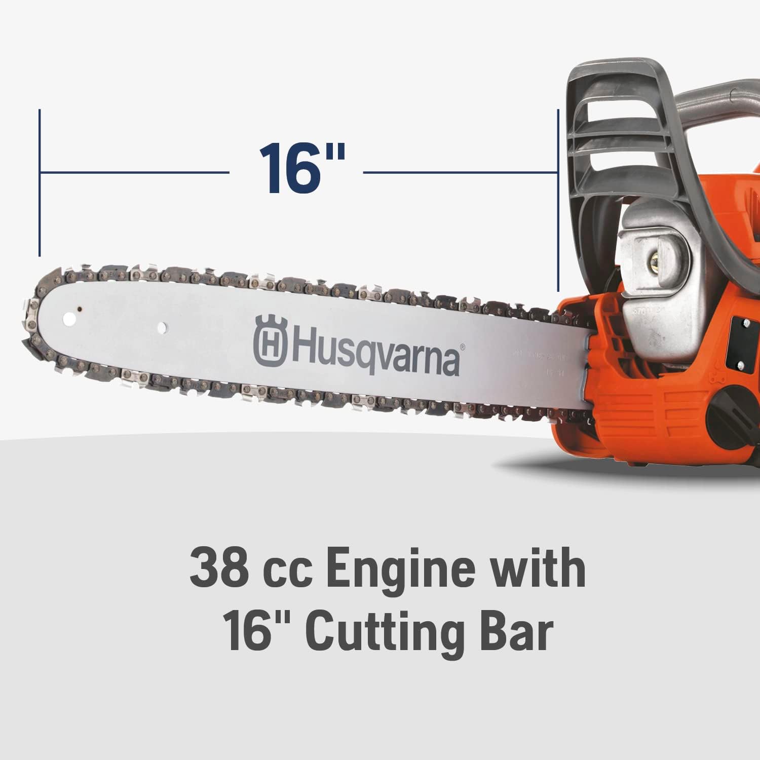 Husqvarna 135 Mark II Gas Powered Chainsaw, 38-cc 2.1-HP, 2-Cycle X-Torq Engine, 16 Inch Chainsaw with Automatic Oiler, For Wood Cutting and Tree Pruning, Gifts For Men