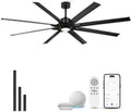 84 Inch Ceiling Fan With Light, Industrial Ceiling Fan With 8 Aluminium Metal Blades, Smart Fan Compatible with Alexa, Garage Indoor Fan For Living Room and Patio, ZCCF05ABK-84