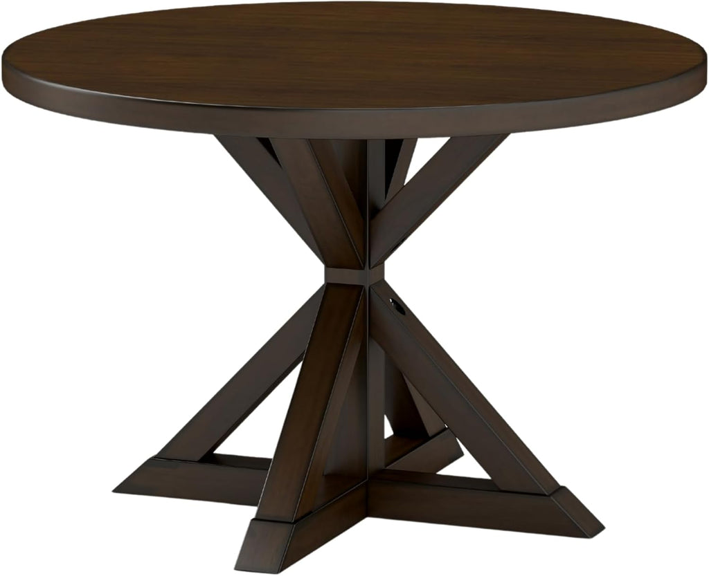 Roundhill Furniture Windvale Cross-Buck Base Dining Table, Espresso