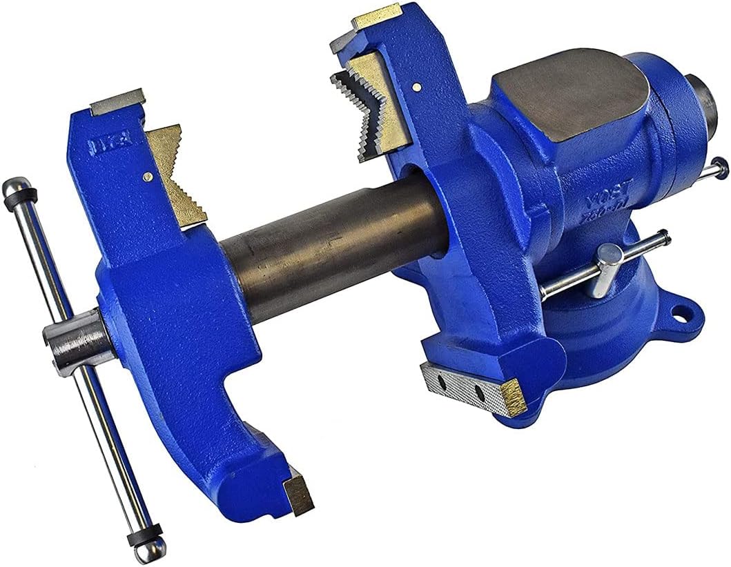 Yost Vises 750-DI Multi-Jaw Rotating Vise System | 2 in 1 Multipurpose Bench and Pipe Vise | Secure Grip with Swivel Base | Made with a Combination of Ductile Iron & Hardened Steel | Gray