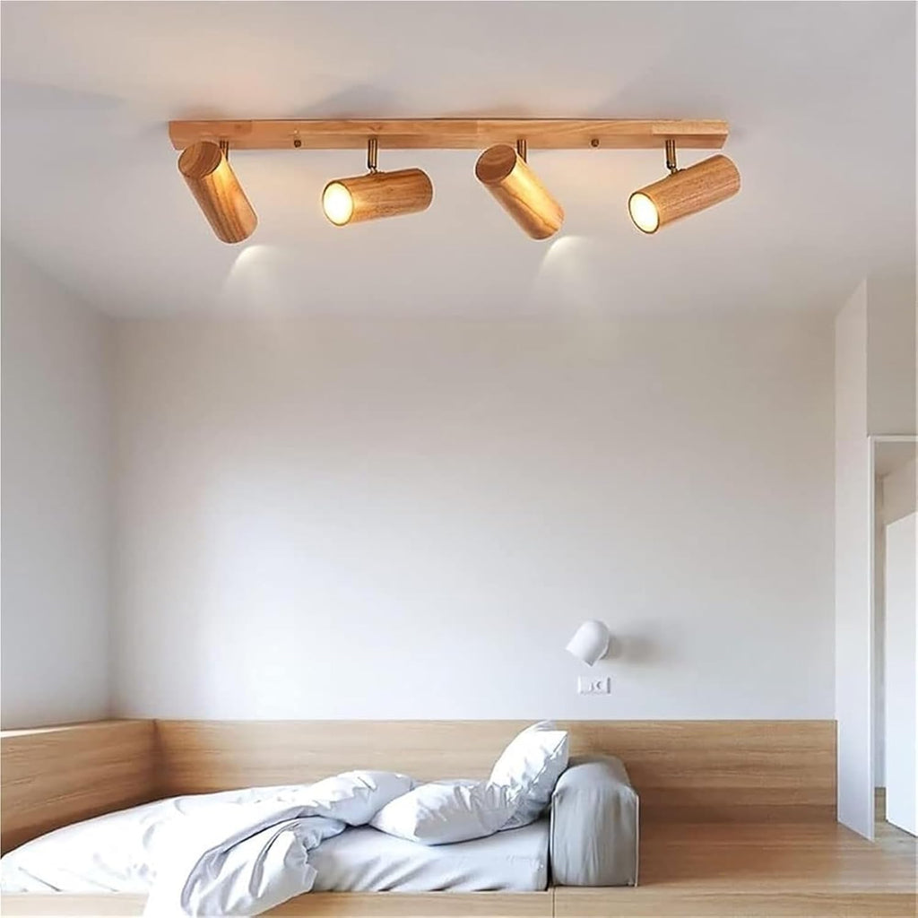 Rotatable Wooden Lamp Ceiling Spotlight, Indoor Wall Lights LED 3000K Warm White, Wall Lamps & Sconces for Bedroom, Farmhouse Lighting and Adjustable Home Spotlight Fixtures