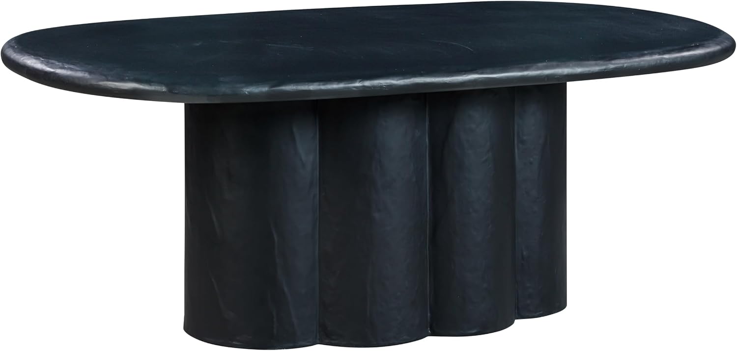 Tov Furniture Elika Black Faux Plaster Oval Dining Table
